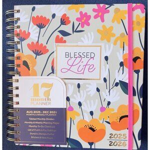 17 Month Planner BLESSED LIFE  Aug 2025 -Dec 2026 Weekly Planning Note Page Gift